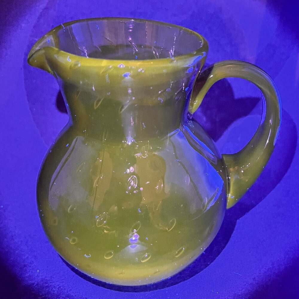 Vintage Blenko Chestnut Blown Art Glass Bubbles Pitcher Joel Myers Glows 60s